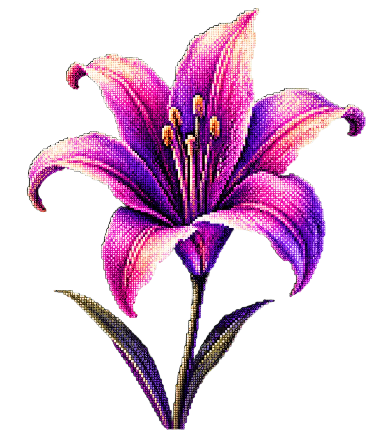 Pixel-art pink and violet lily